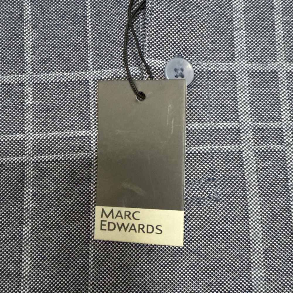 Marc Edwards Shortsleeve Polo Shirt Top Men's 4XL Blue Plaid Casual NWT - Picture 3 of 6